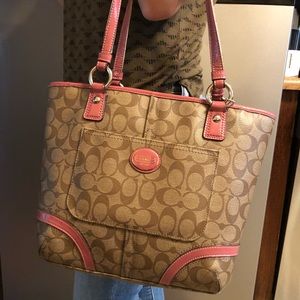 Beige and Pink coach tote